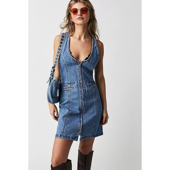 Levi's Rio Denim Dress Womens XL Blue Denim Full Zip Western Coastal Cowgirl - Picture 1 of 12